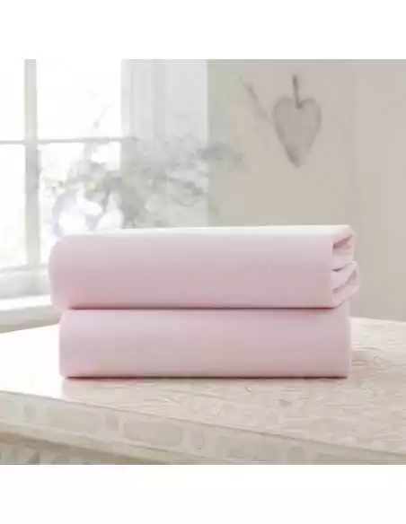 Clair de Lune 2 Pack Cotton Fitted Pram/Crib Sheets - 90 x 40 cm-Pink Clair De Lune