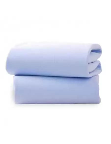 Clair de Lune 2 Pack Cotton Fitted Pram/Crib Sheets - 90 x 40 cm-Blue Clair De Lune