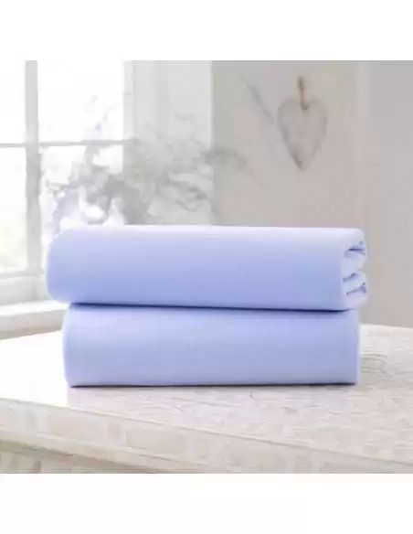 Clair de Lune 2 Pack Cotton Fitted Pram/Crib Sheets - 90 x 40 cm-Blue Clair De Lune