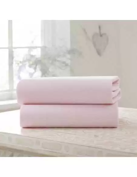 Clair de Lune 2 Pack Fitted Cotton Cot Bed Sheets - 140 x 70 cm-pink Clair De Lune