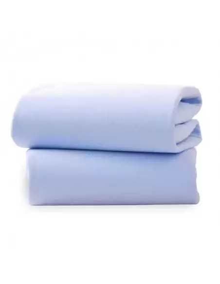 Clair de Lune 2 Pack Fitted Cotton Cot Bed Sheets - 140 x 70 cm-Blue Clair De Lune