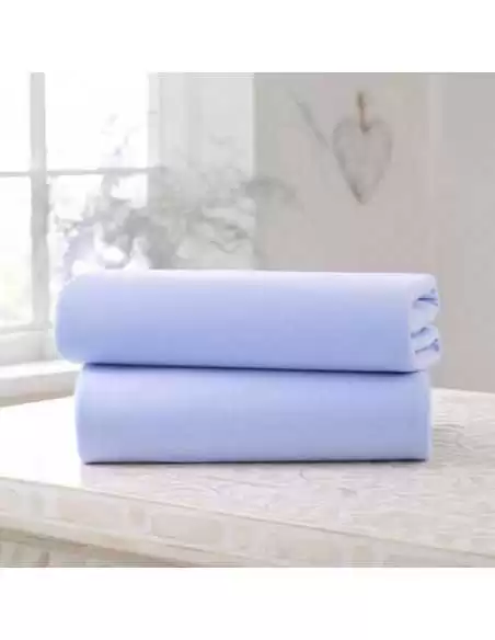 Clair de Lune 2 Pack Fitted Cotton Cot Bed Sheets - 140 x 70 cm-Blue Clair De Lune