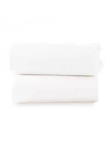 Clair de Lune 2 Pack Fitted Cotton Cot Bed Sheets - 140 x 70 cm-White Clair De Lune