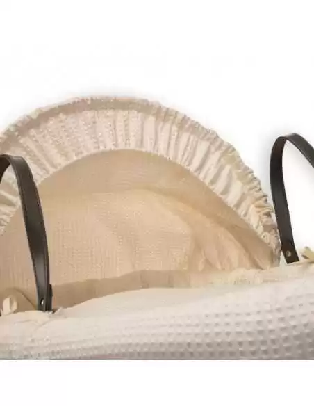 Clair de Lune Waffle Grey Wicker Moses Basket-Cream Clair De Lune