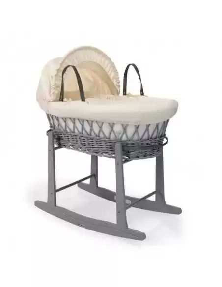 Clair de Lune Waffle Grey Wicker Moses Basket-Cream Clair De Lune