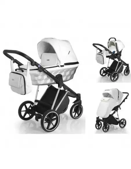 Mee go Milano Plus Special Edition Travel System-White Leatherette Mee Go