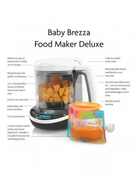 Baby Brezza One Step 3 in 1 Baby Food Maker Deluxe-White Baby Brezza
