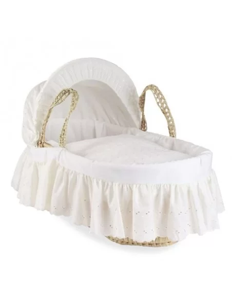Clair de Lune Broderie Anglaise Palm Moses Basket-White Clair De Lune