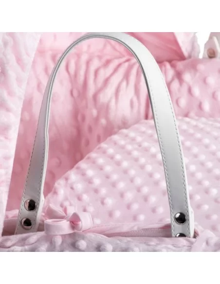 Clair de Lune Dimple White Wicker Moses Basket-Pink Clair De Lune