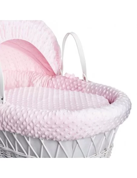 Clair de Lune Dimple White Wicker Moses Basket-Pink Clair De Lune