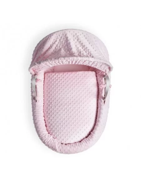 Clair de Lune Dimple White Wicker Moses Basket-Pink Clair De Lune