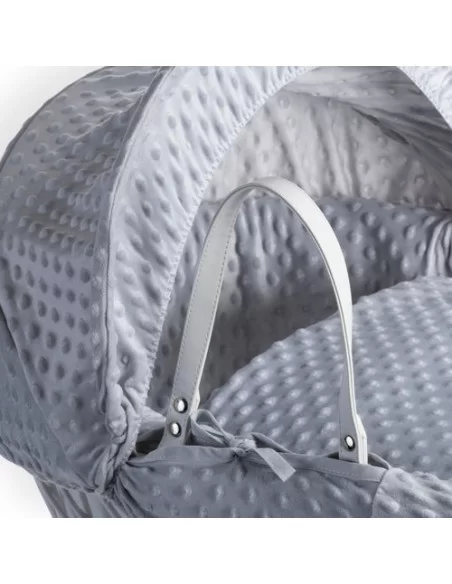 Clair de Lune Dimple White Wicker Moses Basket-Grey Clair De Lune