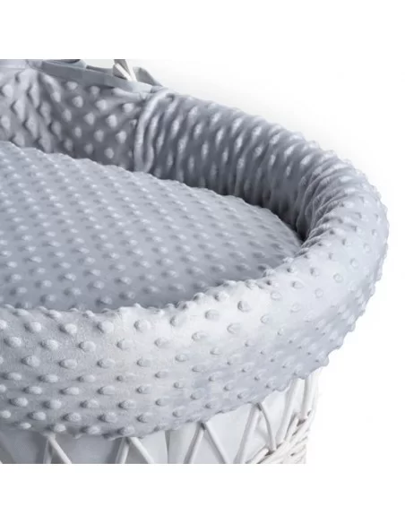 Clair de Lune Dimple White Wicker Moses Basket-Grey Clair De Lune