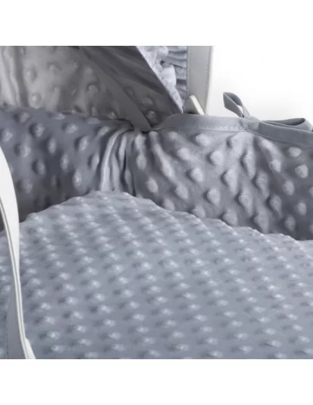 Clair de Lune Dimple White Wicker Moses Basket-Grey Clair De Lune