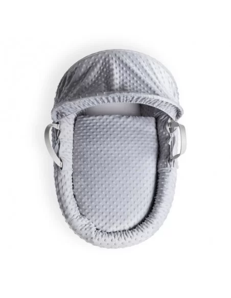 Clair de Lune Dimple White Wicker Moses Basket-Grey Clair De Lune