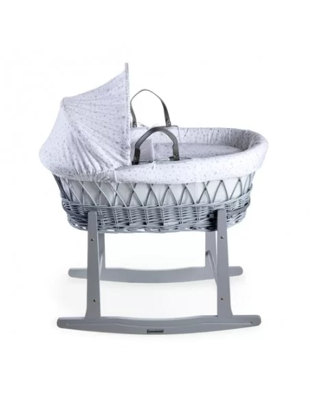 Clair de Lune Stars & Stripes Grey Wicker Moses Basket-Grey Clair De Lune