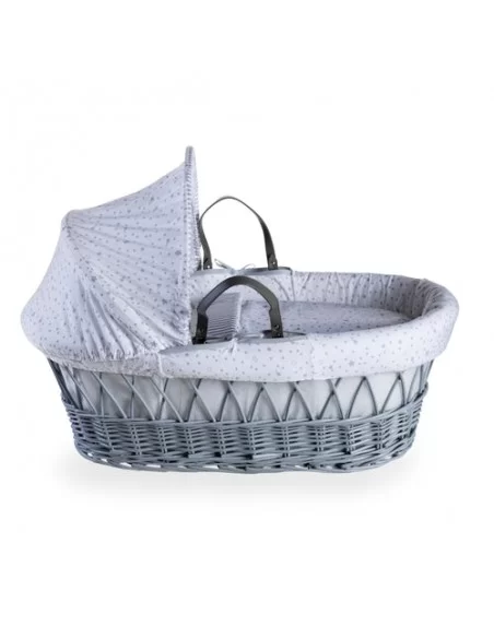 Clair de Lune Stars & Stripes Grey Wicker Moses Basket-Grey Clair De Lune