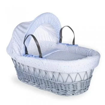 Grey and pink store wicker moses basket