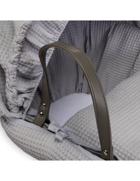 Clair de Lune Waffle Grey Wicker Moses Basket-Grey Clair De Lune