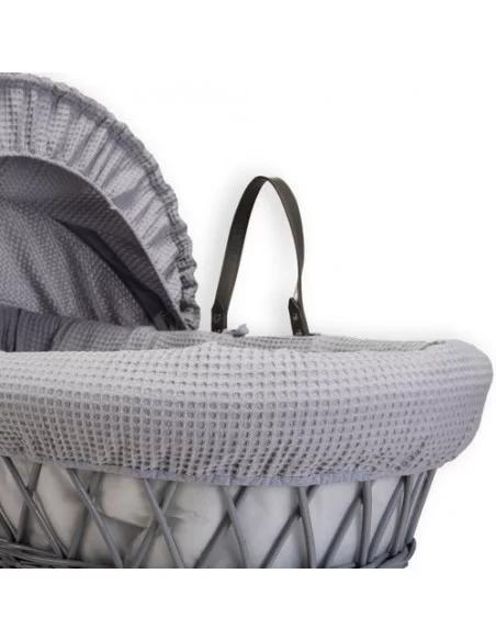 Clair de Lune Waffle Grey Wicker Moses Basket-Grey Clair De Lune