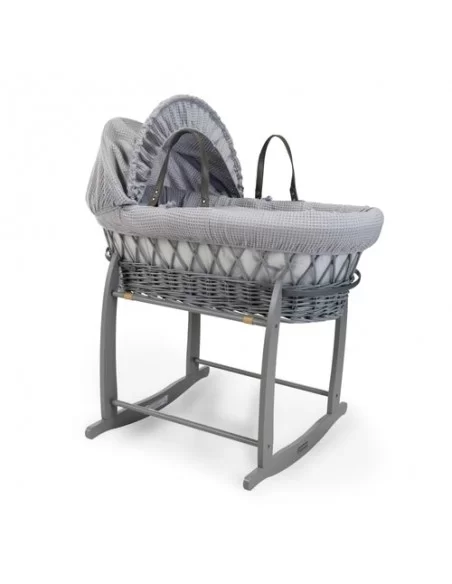 Clair de Lune Waffle Grey Wicker Moses Basket-Grey Clair De Lune