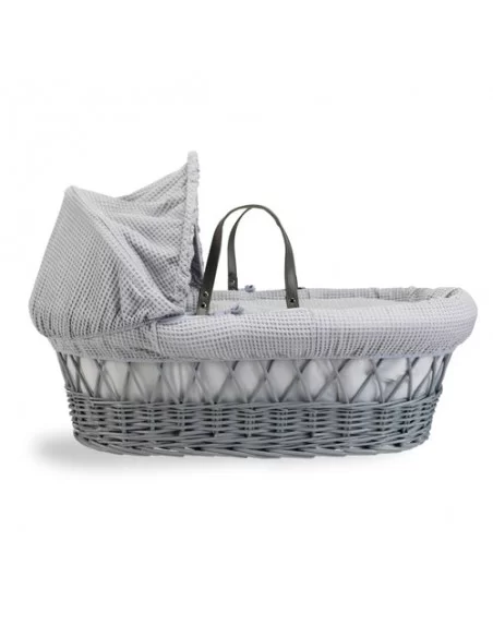 Clair de Lune Waffle Grey Wicker Moses Basket-Grey Clair De Lune