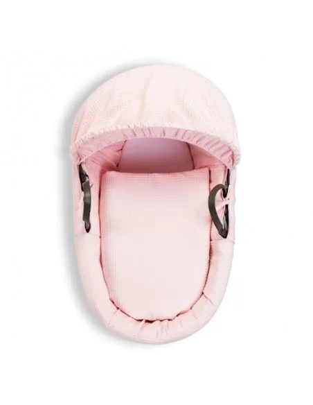 Clair de Lune Waffle Grey Wicker Moses Basket-Pink Clair De Lune