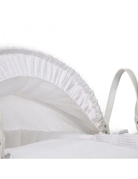 Clair de Lune Waffle White Wicker Moses Basket-White Clair De Lune