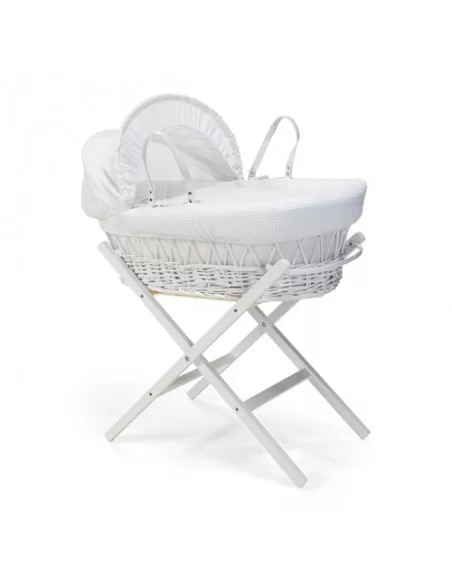 Clair de Lune Waffle White Wicker Moses Basket-White Clair De Lune