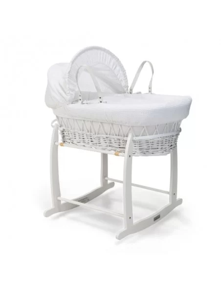 Clair de Lune Waffle White Wicker Moses Basket-White Clair De Lune