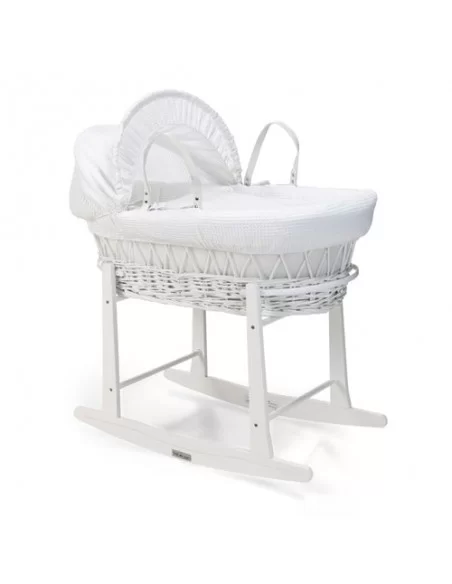Clair de Lune Waffle White Wicker Moses Basket-White Clair De Lune