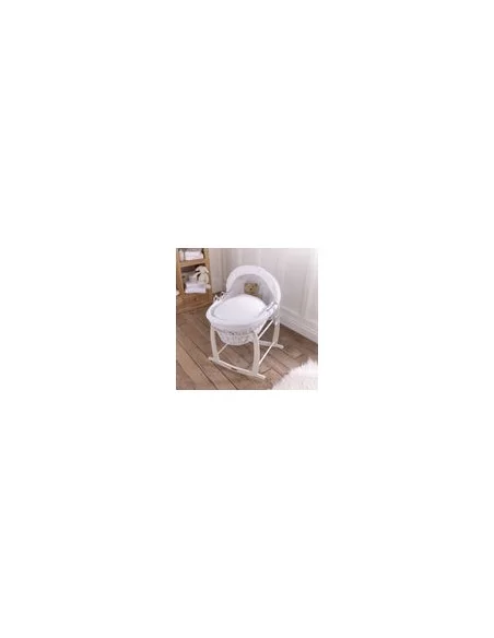 Clair de Lune Waffle White Wicker Moses Basket-White Clair De Lune