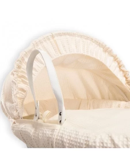 Clair de Lune Waffle White Wicker Moses Basket-Cream Clair De Lune