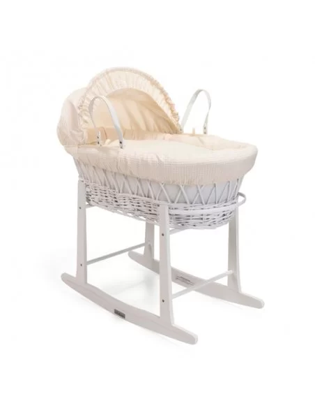 Clair de Lune Waffle White Wicker Moses Basket-Cream Clair De Lune