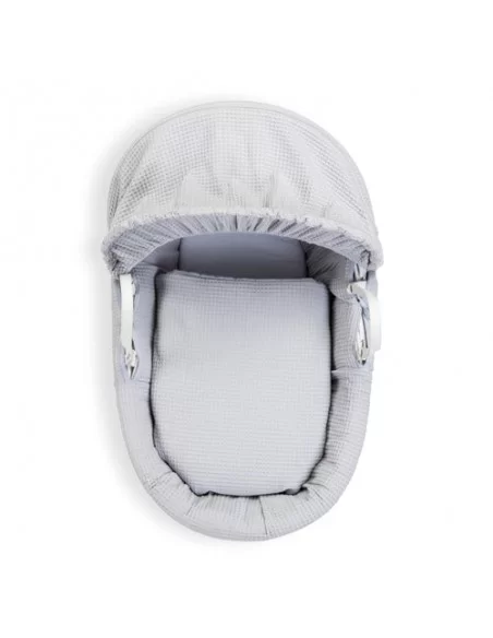 Clair de Lune Waffle White Wicker Moses Basket-Grey Clair De Lune