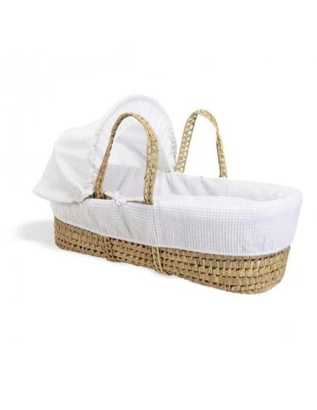 Clair de Lune Waffle Palm Moses Basket-White Clair De Lune