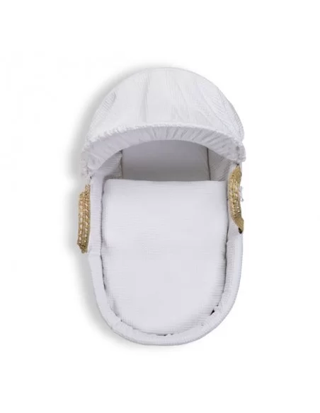 Clair de Lune Waffle Palm Moses Basket-White Clair De Lune