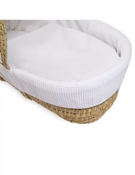 Clair de Lune Waffle Palm Moses Basket-White Clair De Lune