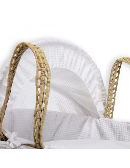 Clair de Lune Waffle Palm Moses Basket-White Clair De Lune