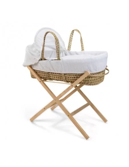 Clair de Lune Waffle Palm Moses Basket-White Clair De Lune