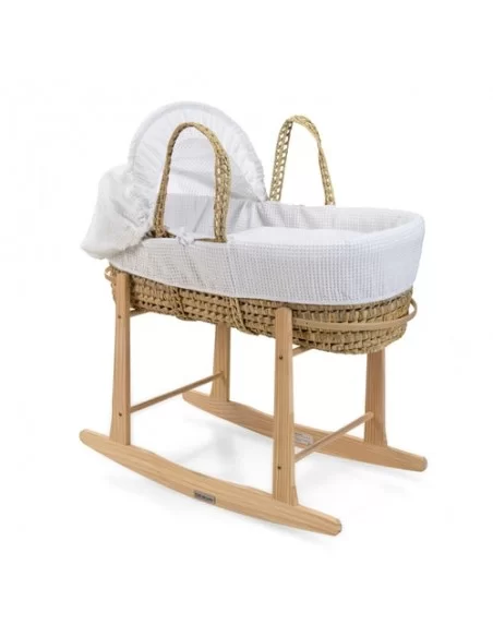 Clair de Lune Waffle Palm Moses Basket-White Clair De Lune