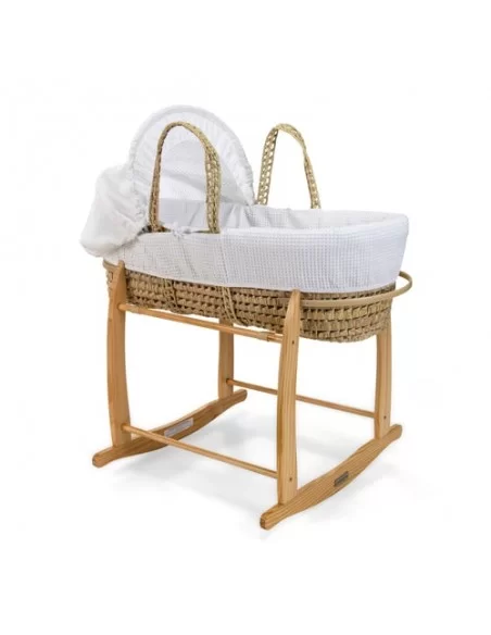 Clair de Lune Waffle Palm Moses Basket-White Clair De Lune