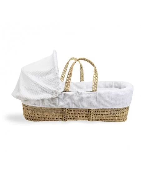 Clair de Lune Waffle Palm Moses Basket-White Clair De Lune