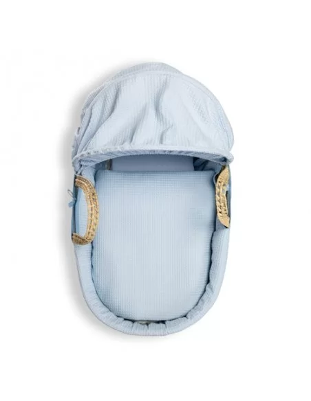 Clair de Lune Waffle Palm Moses Basket-Blue Clair De Lune