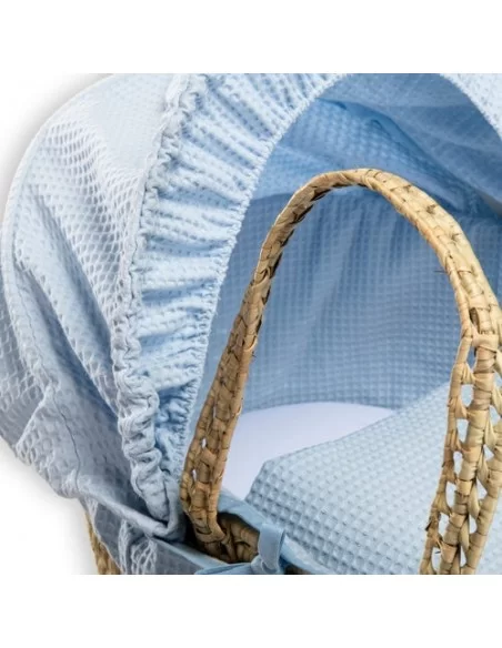 Clair de Lune Waffle Palm Moses Basket-Blue Clair De Lune