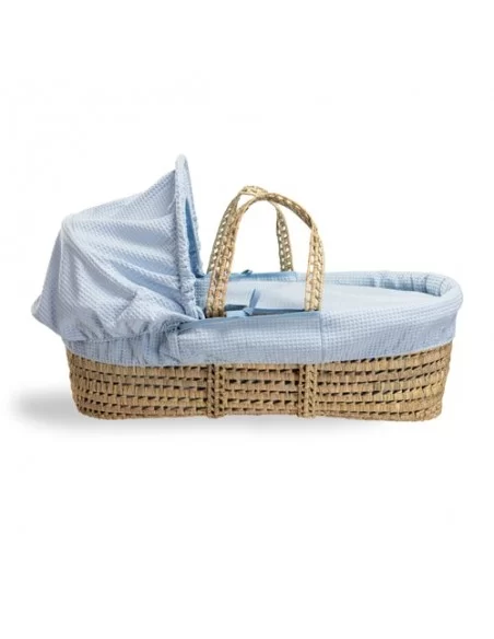 Clair de Lune Waffle Palm Moses Basket-Blue Clair De Lune