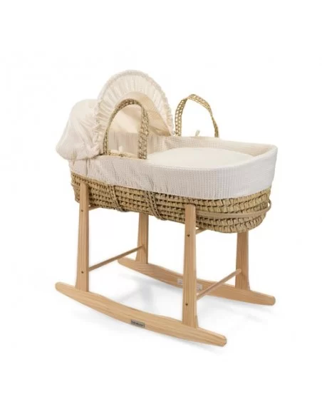 Clair de Lune Waffle Palm Moses Basket-Cream Clair De Lune