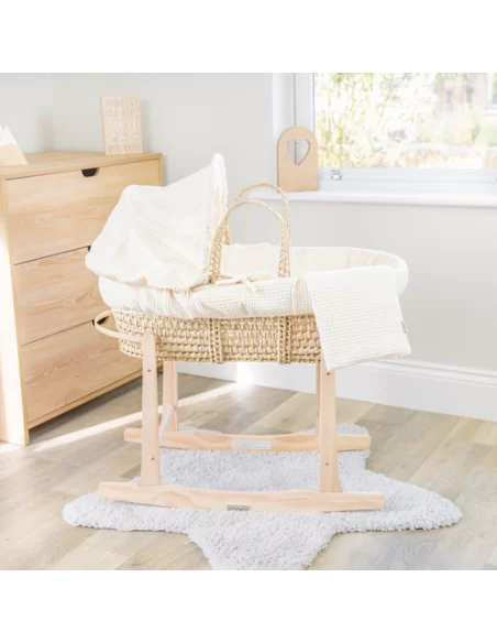 Clair de Lune Waffle Palm Moses Basket-Cream Clair De Lune