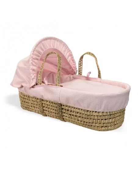 Clair de Lune Waffle Palm Moses Basket-Pink Clair De Lune