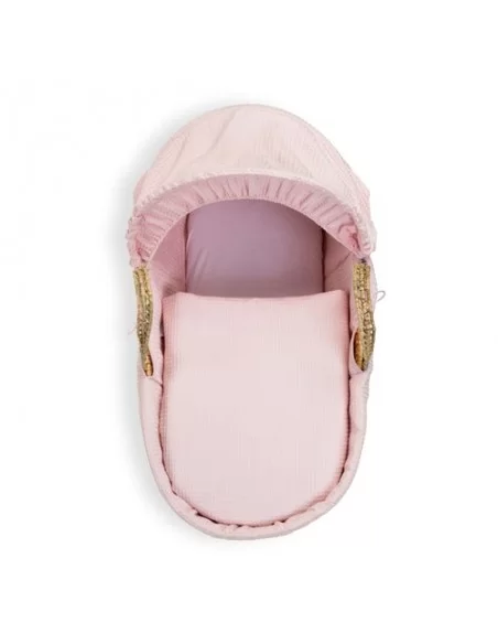 Clair de Lune Waffle Palm Moses Basket-Pink Clair De Lune